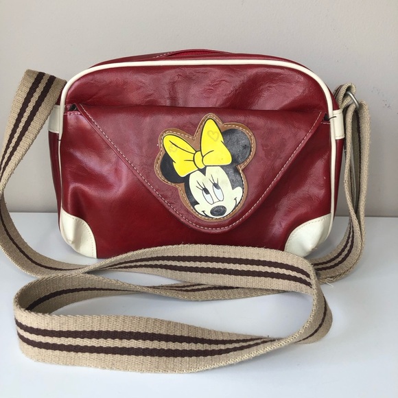 Vintage Disney Minnie Mouse 80s Red Faux Leather Crossbody Bag - Picture 5 of 15